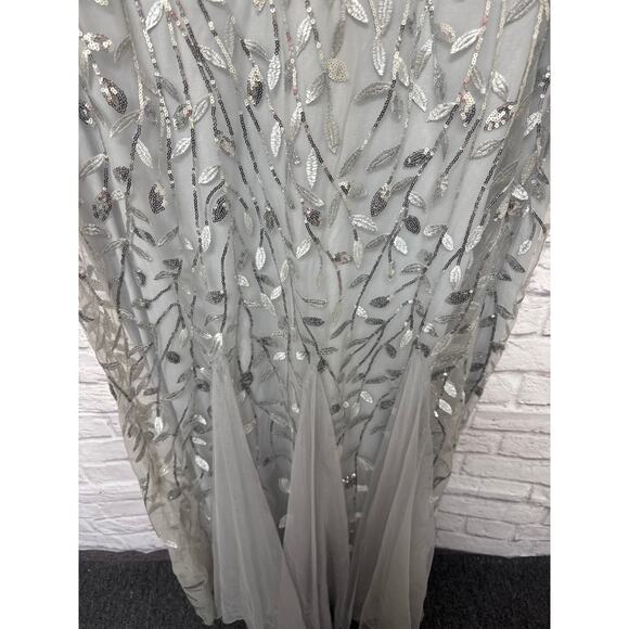 Ever Pretty Silver Sequin & Net Formal Maxi Prom Dress Short Sleeve SZ XXL NWOT - Picture 3 of 5